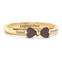 Adorable Bow Ring in 18K Gold Plated Silver with Garnet