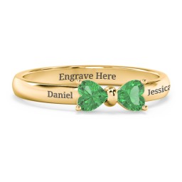 Adorable Bow Ring in 18K Gold Plated Silver with Emerald