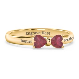 Adorable Bow Ring in 18K Gold Plated Silver with Ruby