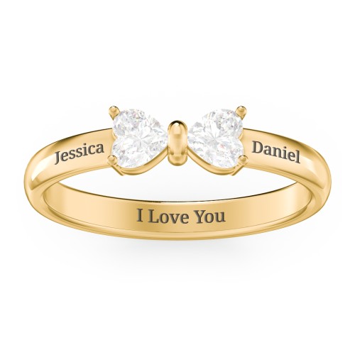 Adorable Bow Ring – 10K Yellow Gold with Diamond
