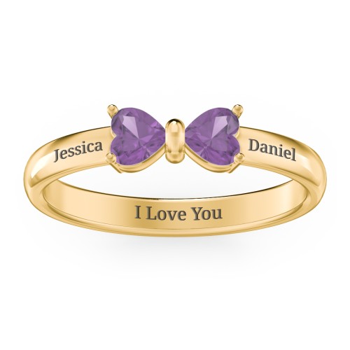 Adorable Bow Ring – 18K Gold Plated Silver with Amethyst