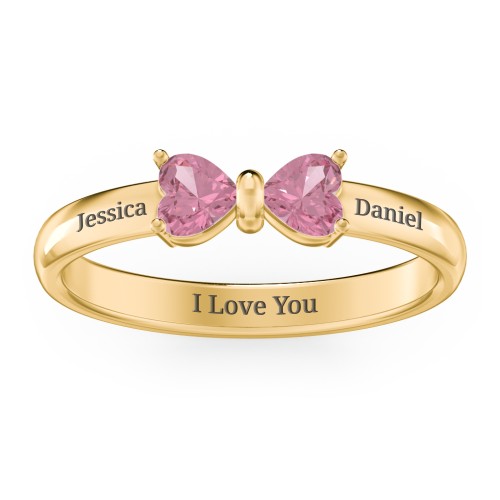 Adorable Bow Ring – 18K Gold Plated Silver with Pink Tourmaline
