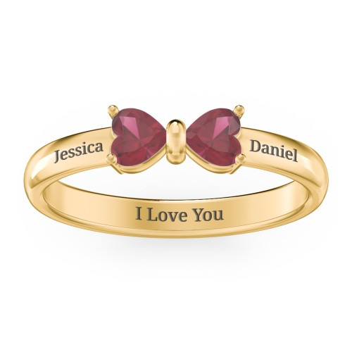 Adorable Bow Ring – 18K Gold Plated Silver with Ruby
