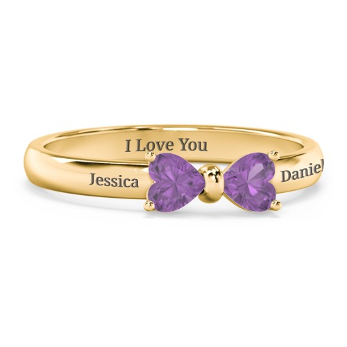Adorable Bow Ring – 18K Gold Plated Silver with Amethyst