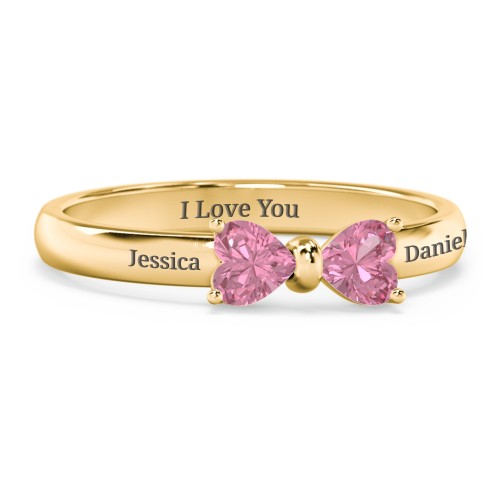 Adorable Bow Ring – 18K Gold Plated Silver with Pink Tourmaline