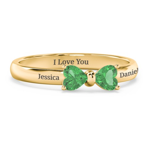 Adorable Bow Ring – 18K Gold Plated Silver with Emerald