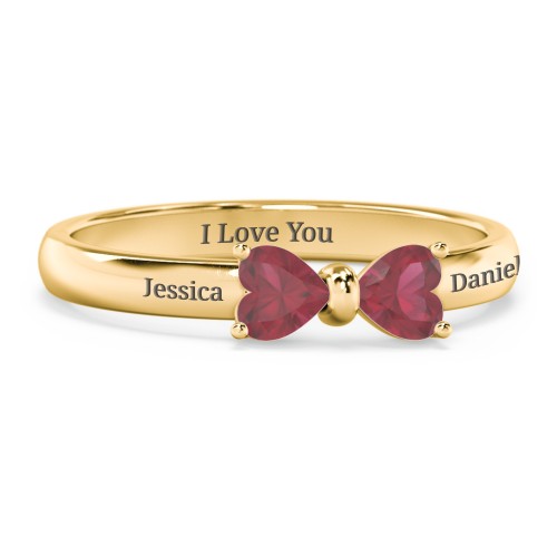 Adorable Bow Ring – 18K Gold Plated Silver with Ruby