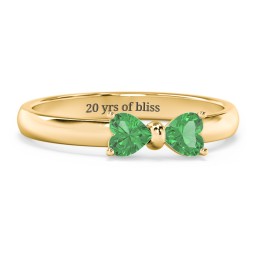Adorable Bow Ring in 18K Gold Plated Silver with Emerald
