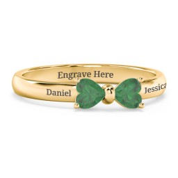 Adorable Bow Ring in 18K Gold Plated Silver with Emerald