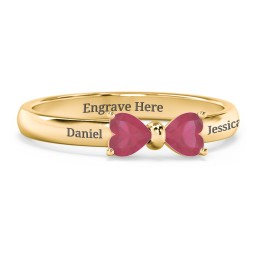 Adorable Bow Ring in 18K Gold Plated Silver with Ruby