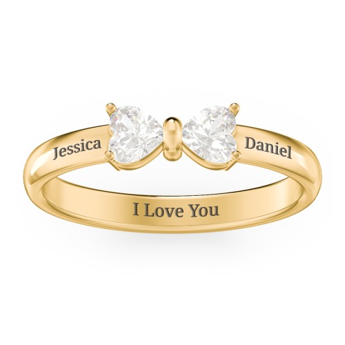 Adorable Bow Ring – 18K Gold Plated Silver with Cubic Zirconia