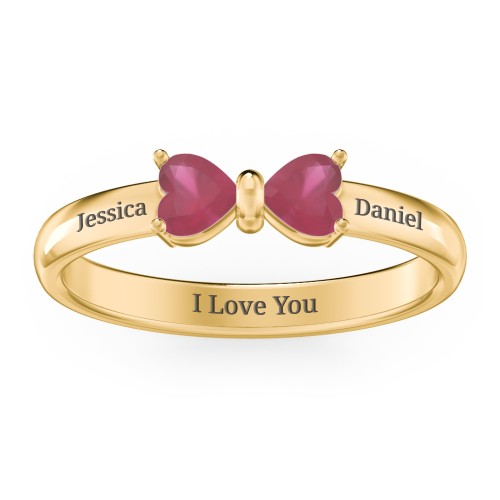 Adorable Bow Ring – 18K Gold Plated Silver with Ruby