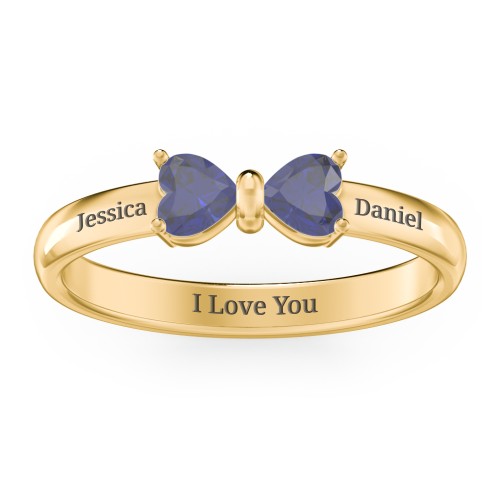 Adorable Bow Ring – 18K Gold Plated Silver with Blue Sapphire