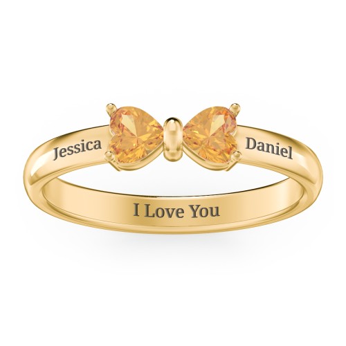 Adorable Bow Ring – 18K Gold Plated Silver with Citrine