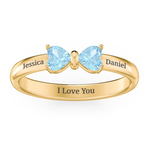 Adorable Bow Ring – 18K Gold Plated Silver with Blue Topaz