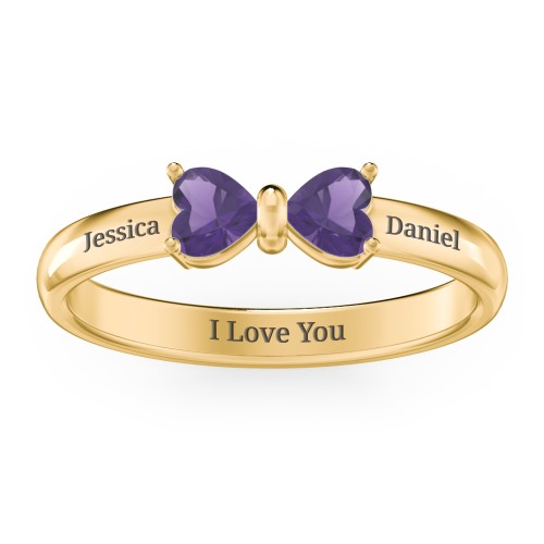 Adorable Bow Ring – 18K Gold Plated Silver with Amethyst