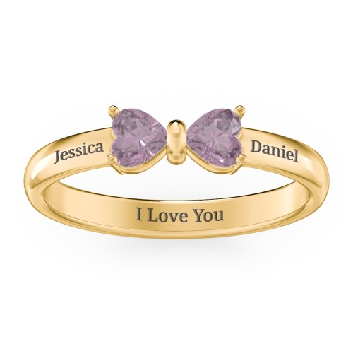 Adorable Bow Ring – 18K Gold Plated Silver with Alexandrite