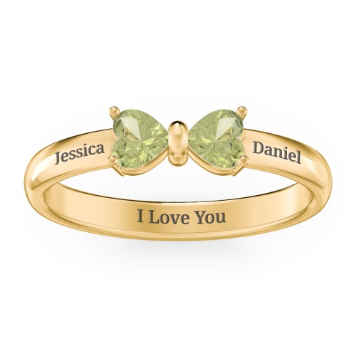Adorable Bow Ring – 18K Gold Plated Silver with Peridot