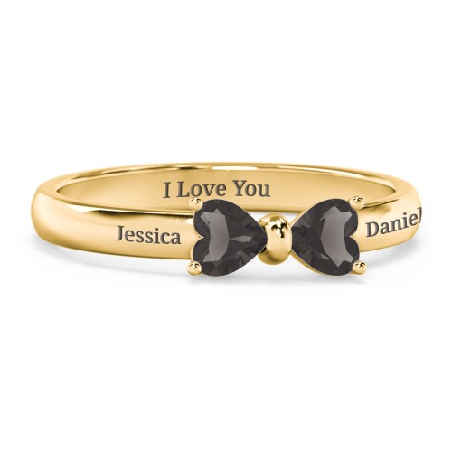 Adorable Bow Ring – 18K Gold Plated Silver with Smokey Quartz