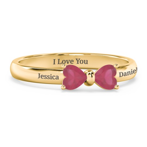 Adorable Bow Ring – 18K Gold Plated Silver with Ruby