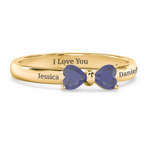 Adorable Bow Ring – 18K Gold Plated Silver with Blue Sapphire