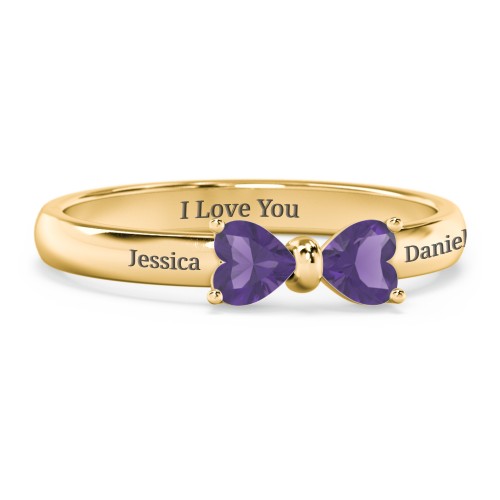 Adorable Bow Ring – 18K Gold Plated Silver with Amethyst