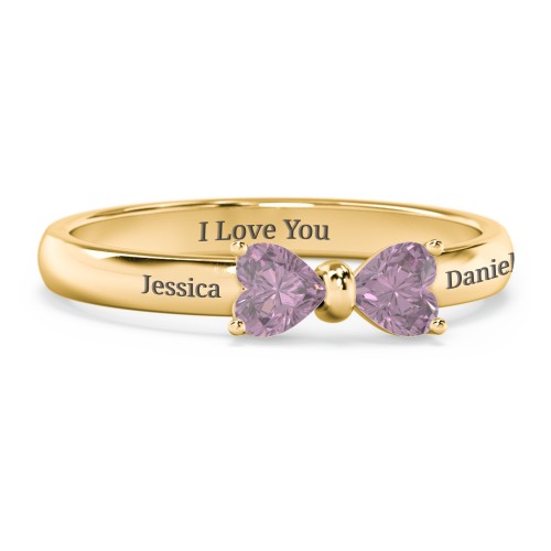 Adorable Bow Ring – 18K Gold Plated Silver with Alexandrite