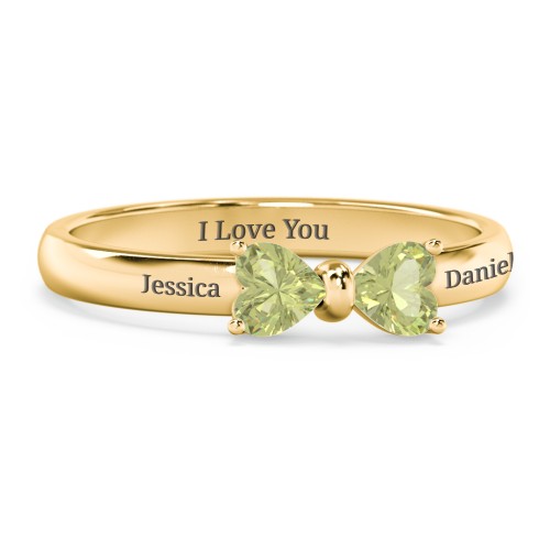 Adorable Bow Ring – 18K Gold Plated Silver with Peridot