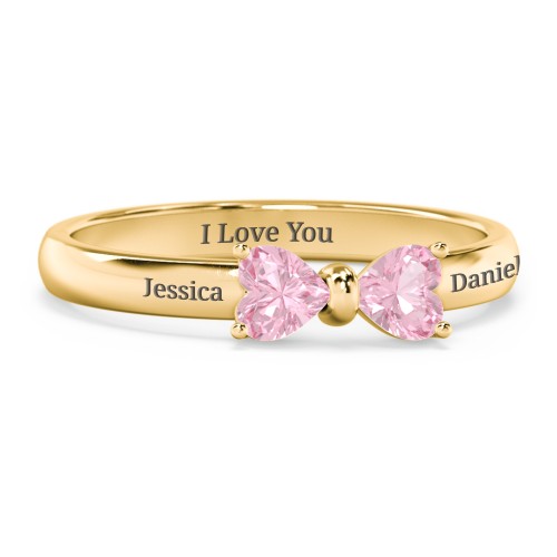 Adorable Bow Ring – 18K Gold Plated Silver with Pink Tourmaline