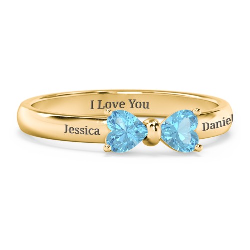 Adorable Bow Ring – 18K Gold Plated Silver with Blue Topaz