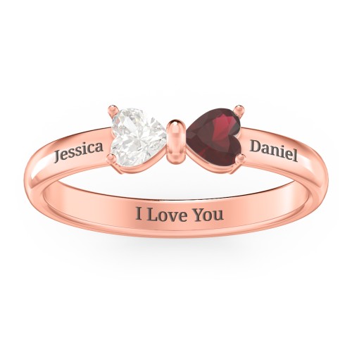 Adorable Bow Ring – 10K Rose Gold with Cubic Zirconia and Garnet