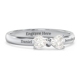 Adorable Bow Ring in 925 Sterling Silver with Cubic Zirconia