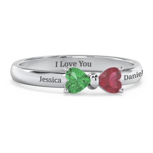 Adorable Bow Ring – Sterling Silver with Emerald and Ruby