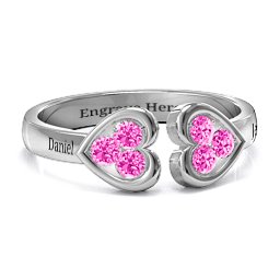 Heart To Heart Wraparound Ring in 925 Sterling Silver with Pink Tourmaline