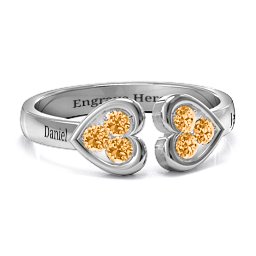Heart To Heart Wraparound Ring in 925 Sterling Silver with Citrine