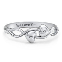 Engravable Initial Heart and Infinity Ring