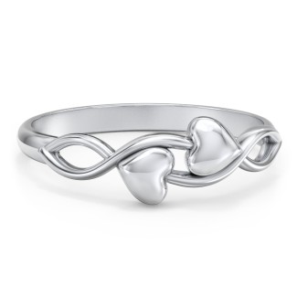 Engravable Initial Heart and Infinity Ring