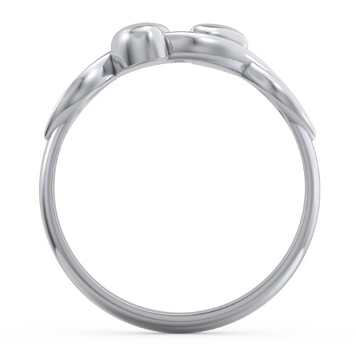 Engravable Initial Heart and Infinity Ring – 10K White Gold