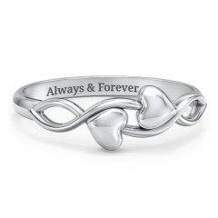 Engravable Initial Heart and Infinity Ring – 10K Rose Gold