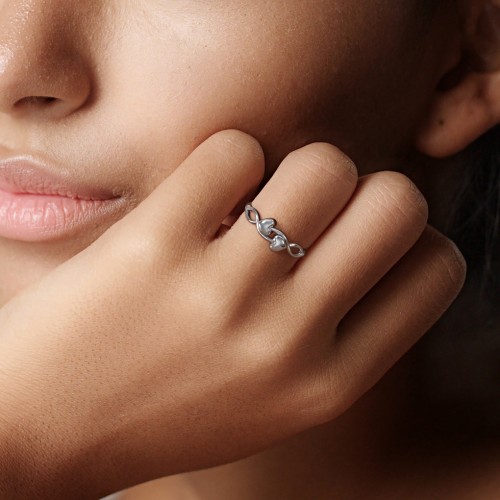 Engravable Initial Heart and Infinity Ring – 10K Rose Gold