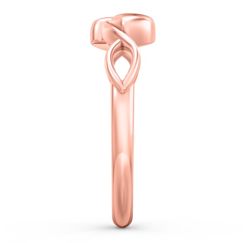 Engravable Initial Heart and Infinity Ring – 10K Rose Gold
