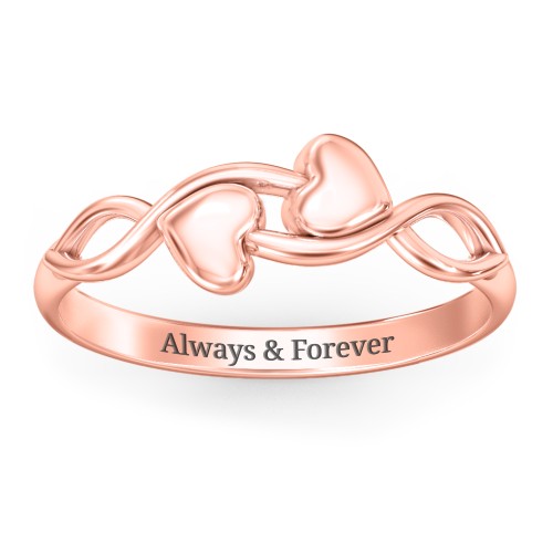 Engravable Initial Heart and Infinity Ring – 10K Rose Gold