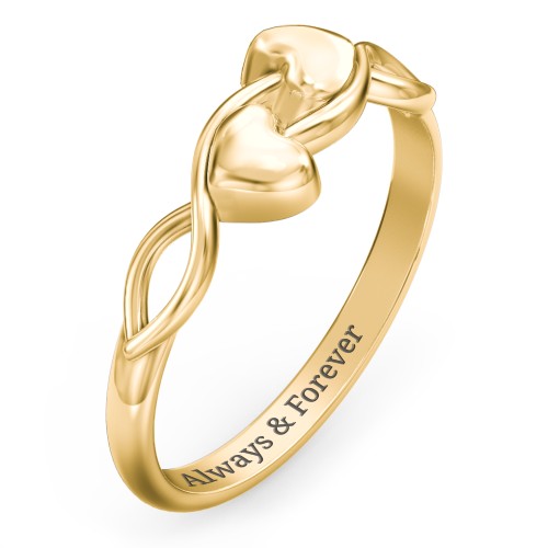 Engravable Initial Heart and Infinity Ring – 10K Yellow Gold