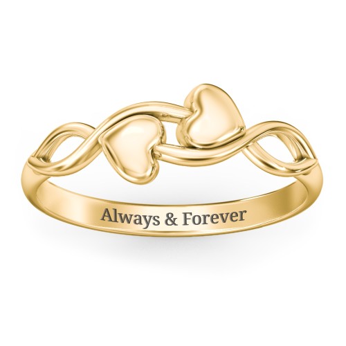 Engravable Initial Heart and Infinity Ring – 10K Yellow Gold