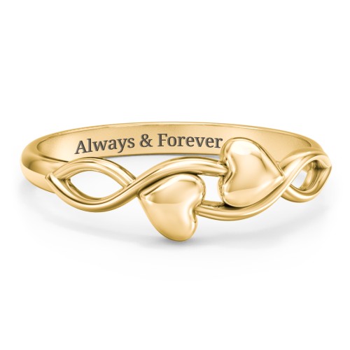 Engravable Initial Heart and Infinity Ring – 10K Yellow Gold