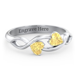 Heavenly Hearts Ring with Heart Birthstones