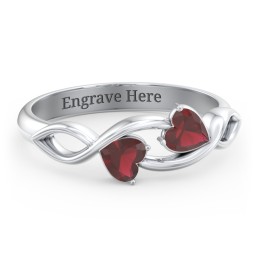 Heavenly Hearts Ring with Heart Birthstones in 925 Sterling Silver