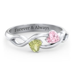 Heavenly Hearts Ring with Heart Birthstones