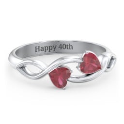 Heavenly Hearts Ring with Heart Birthstones