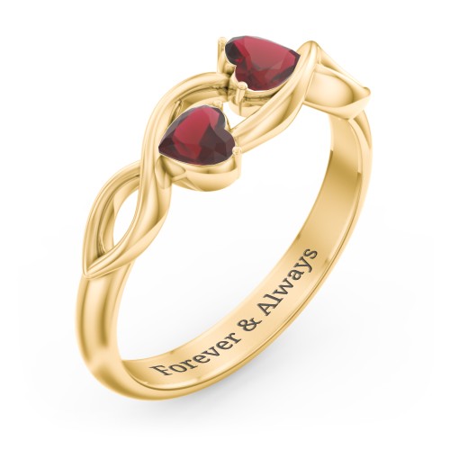 Heavenly Hearts Ring with Heart Birthstones